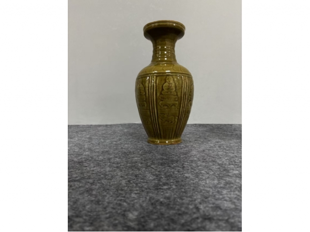 耀州窑青釉刻花瓶-古