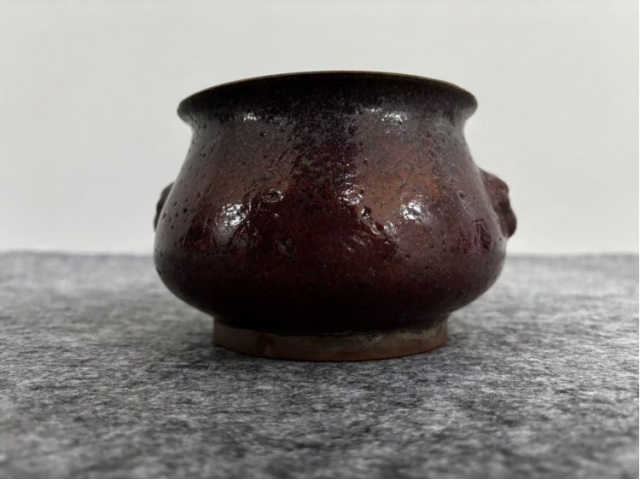 紫金釉兽耳炉-古