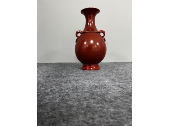 祭红釉双耳瓶‌-古