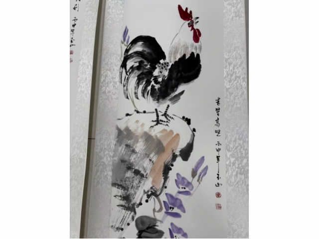 金鸡报福四条屏