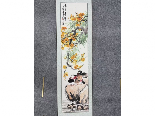 民间收藏-四条屏花鸟