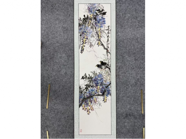 民间收藏-四条屏花鸟