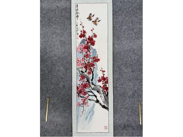 民间收藏-四条屏花鸟